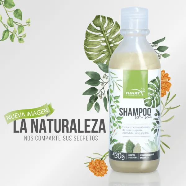 "Shampoo tradicional de romero sin sal 430 g - Volante - Funat "