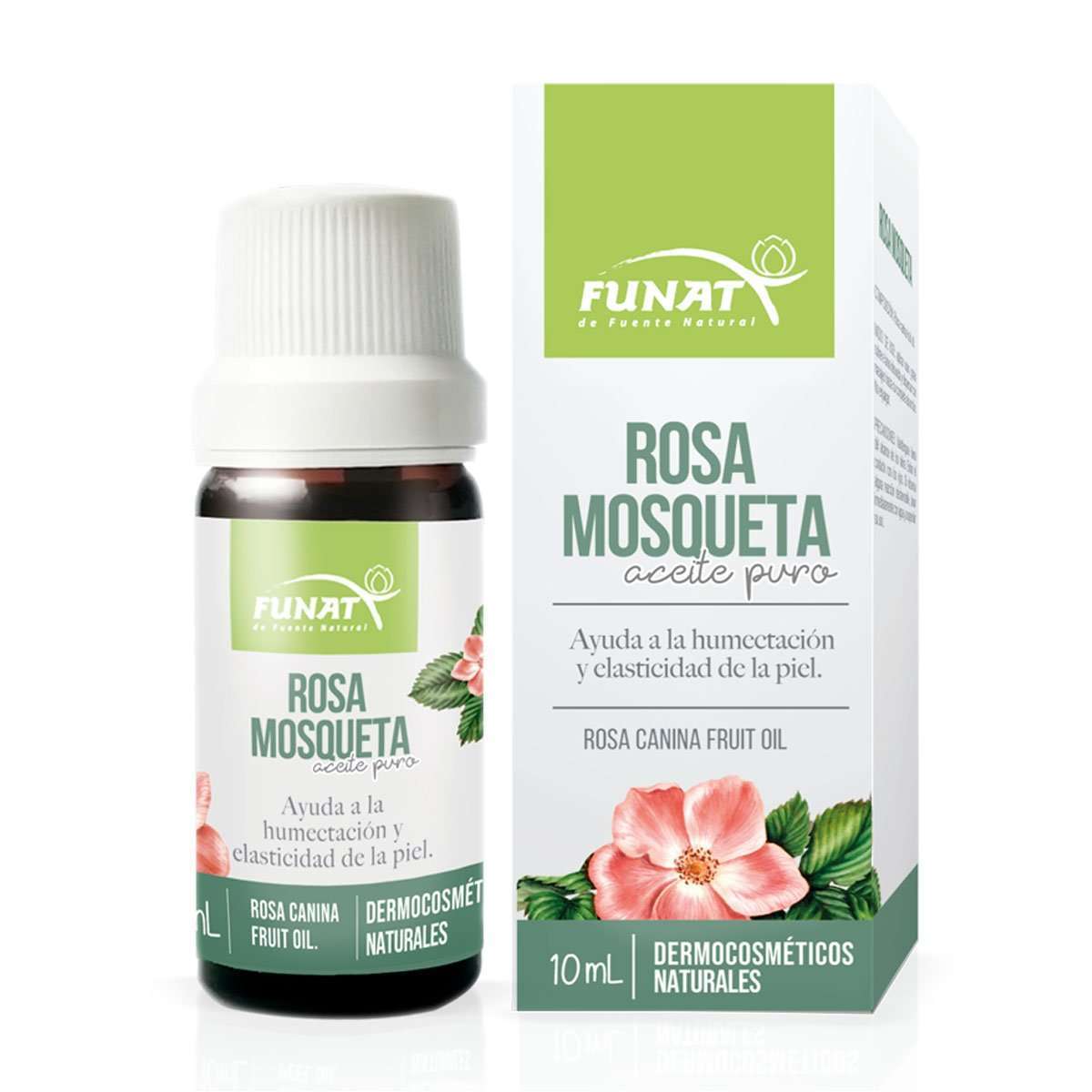 Aceite de Rosa Mosqueta 10 ml - Frente del empaque - Funat