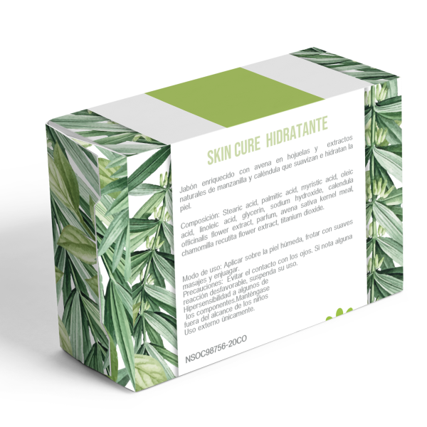 Skin cure: jabón hidratante 100 g - Detrás del empaque - Funat