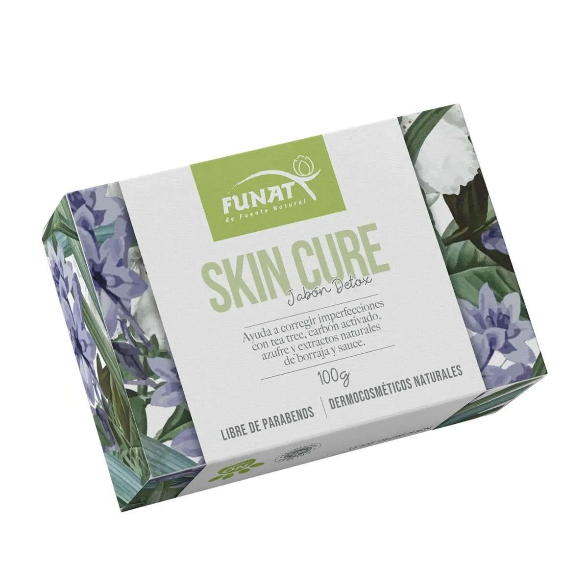 Skin cure: jabón Detox 100 g - Frente del empaque - Funat