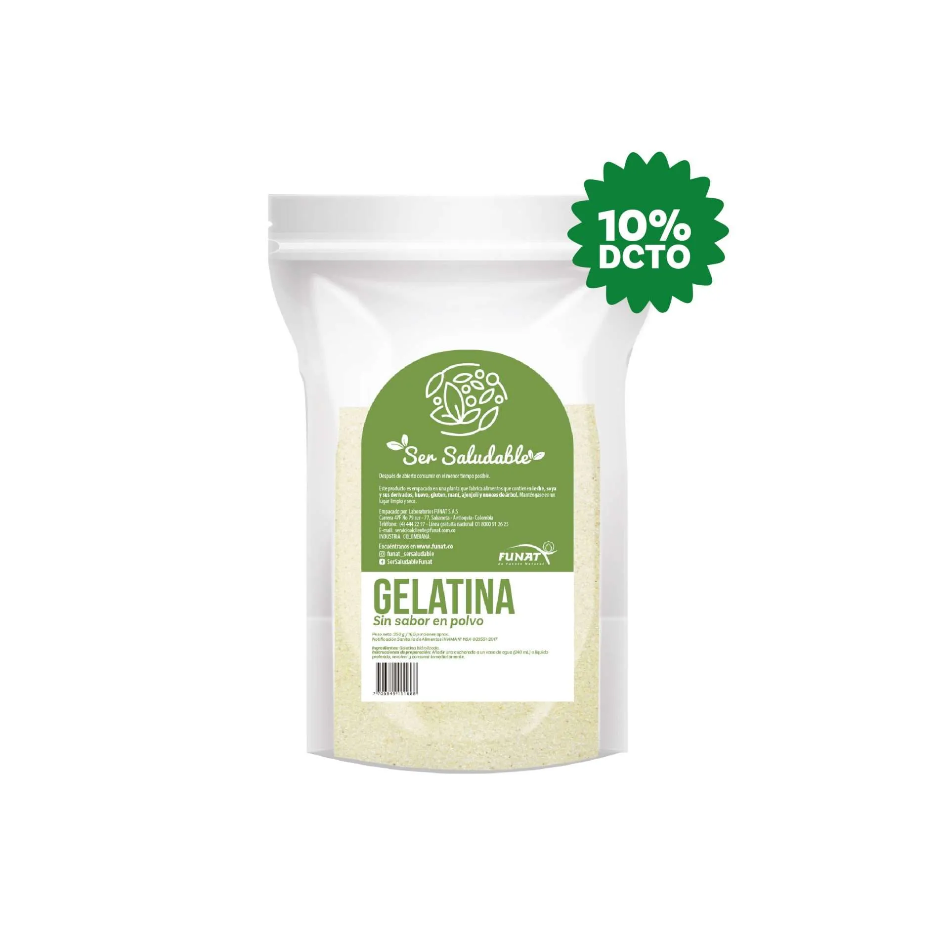 Gelatina sin sabor 250 g Funat