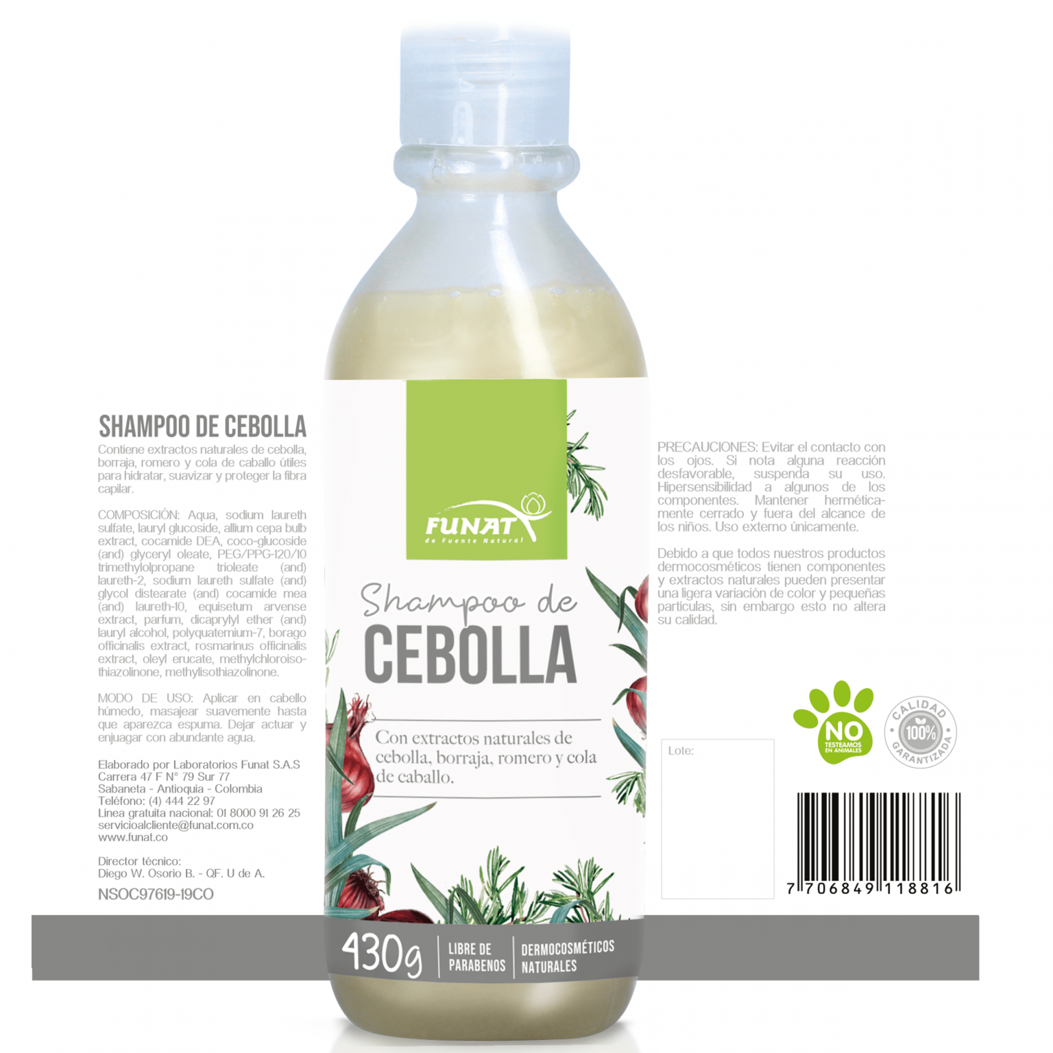 Shampoo de cebolla 430 g Funat