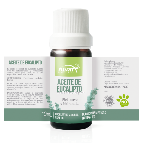 Aceite de eucalipto 10 ml - Detrás del empaque - Funat