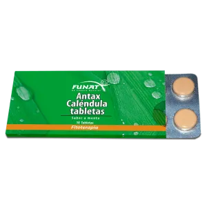 Antax calendula masticable 10 tabletas - Frente del empaque - Funat