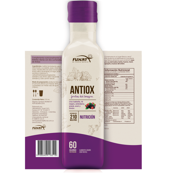 Antiox 210 ml - Detrás del empaque - Funat