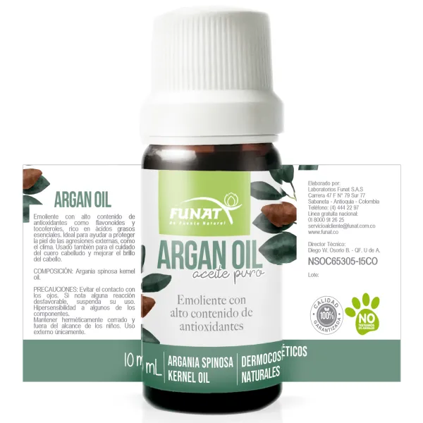 Argan oil 10 ml - Detrás del empaque - Funat